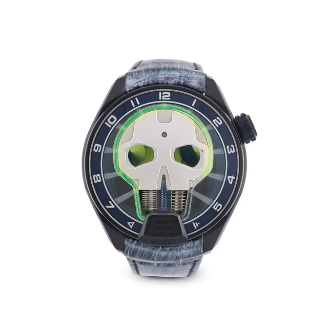 Hyt HYT, REF. 151-TD-41-GF-AB, SKULL GREEN EYE, LIMITED EDITION OF 50 PIECES, DLC TITANIUM