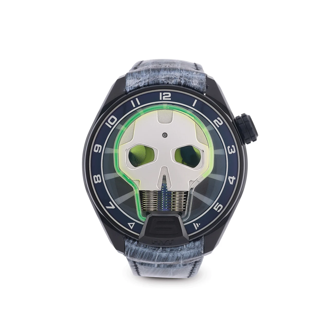 Hyt HYT, REF. 151-TD-41-GF-AB, SKULL GREEN EYE, LIMITED EDITION OF 50 PIECES, DLC TITANIUM kol saati
