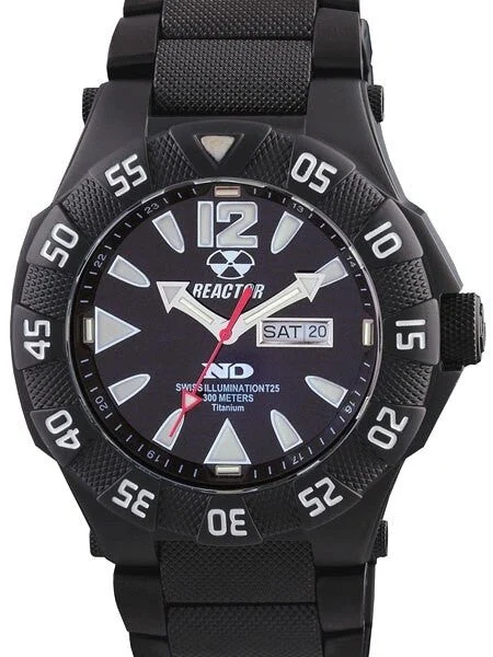 Reactor Gamma Ti 300 Meter Dive Watch with Never Dark Illumination and Black Titanium Case
