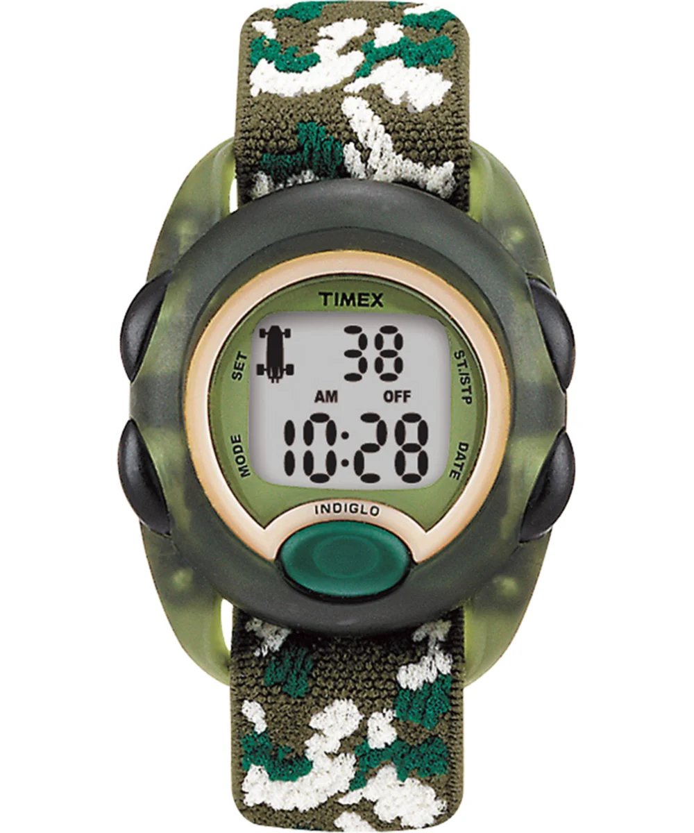 Timex TIME MACHINES® 34mm Green Camo Elastic Fabric Kids Digital Watch T71912 34 mm kol saati