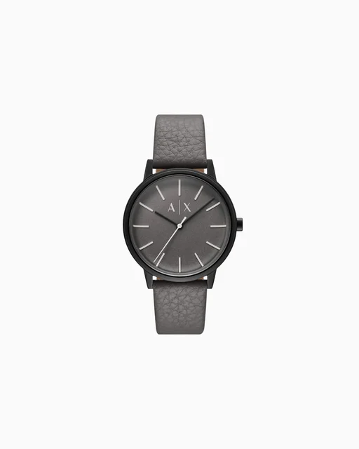 Armani Exchange Three-Hand Gray Leather Watch AX2764 kol saati