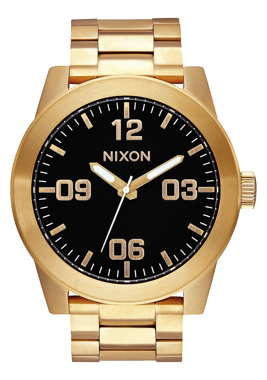 Nixon US Corporal Stainless Steel - All Gold / Black A346-510-00 48 mm kol saati
