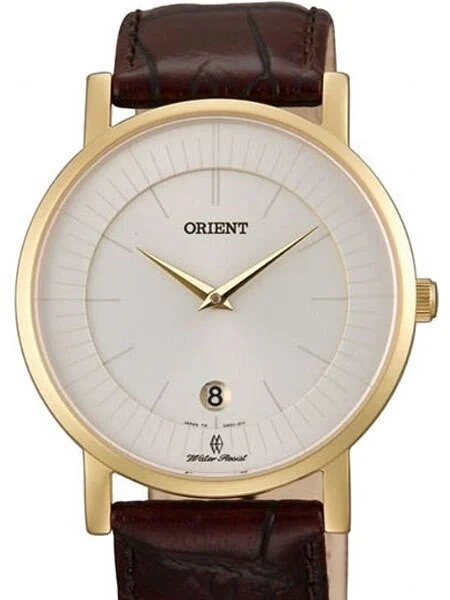 Orient Class Quartz Dress Watch with Sapphire Crystal and Yellow Goldtone Case #GW01008W k
