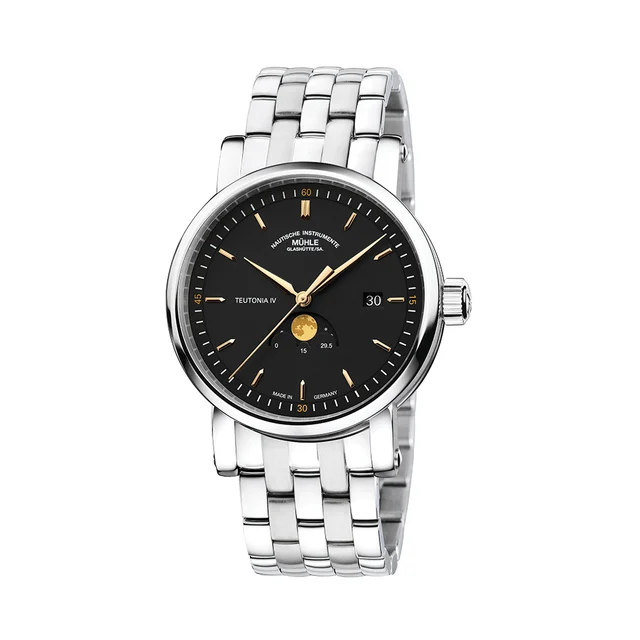 Muhle Glashutte Teutonia IV Moonphase 41mm - Black on Bracelet M1-44-03-MB kol saati