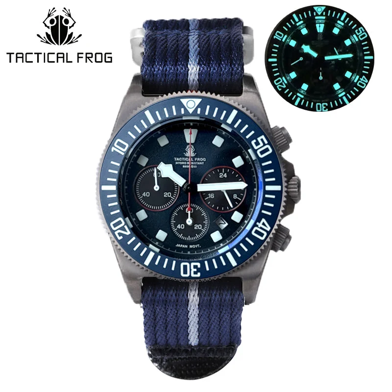 Tactical Frog 战术蛙-FXD计时表-三表盘- 蓝盘-红黑线-840 42 mm kol saati