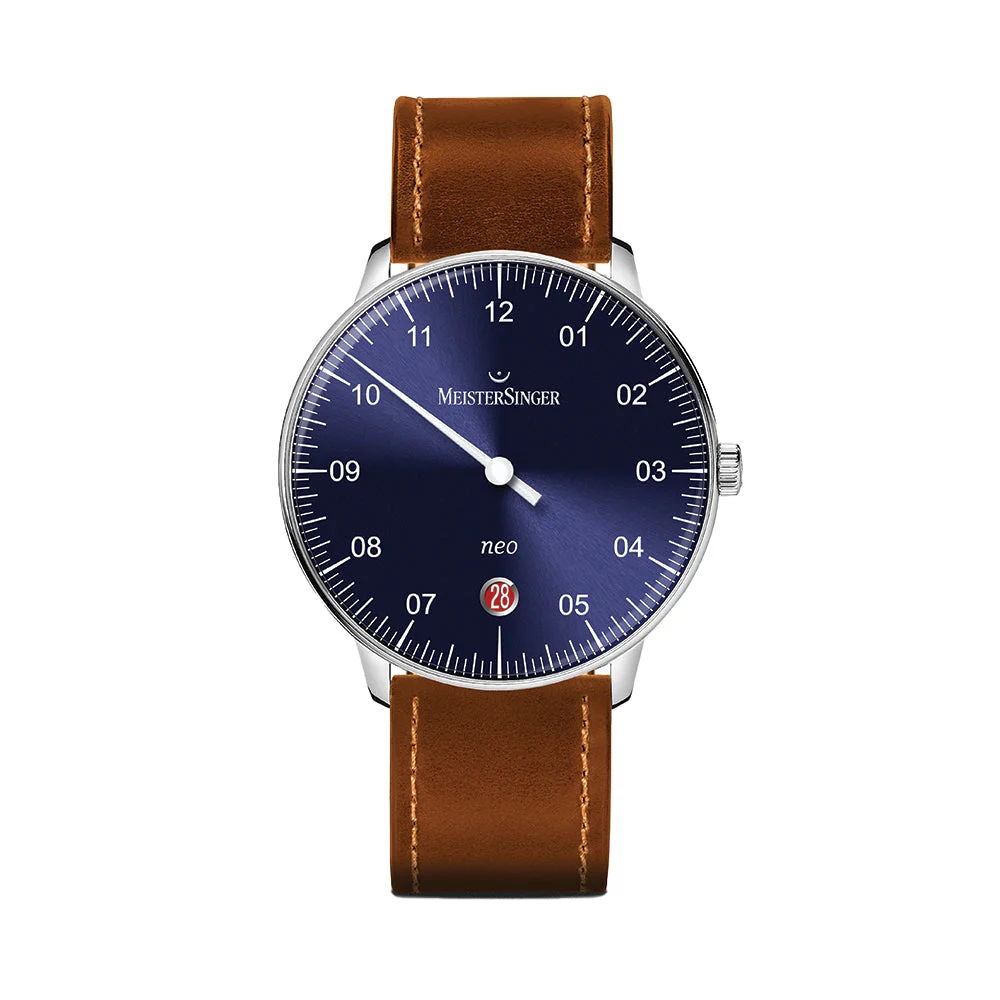 Meistersinger Neo Automatic 36mm - Blue on Cordovan Leather Strap NE908N_SCF13 36 mm kol saati