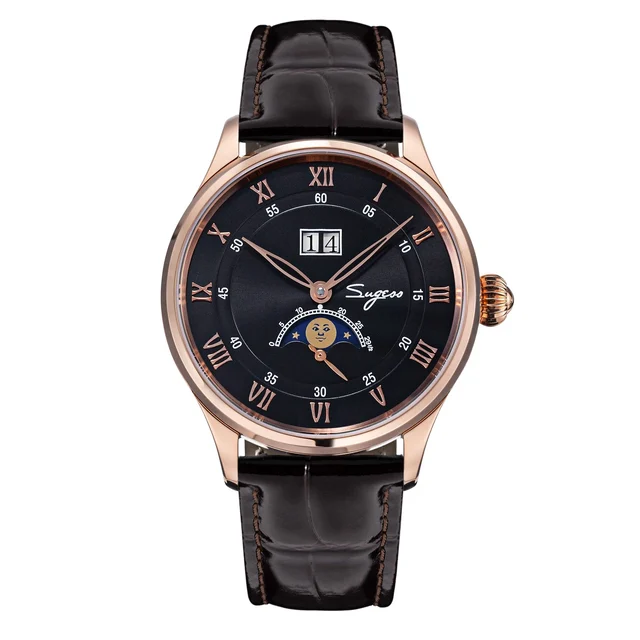 Sugess MoonPhase Master S437-2 Moon Phase Automatic Rose Gold Case Black Dial moonphase-ma