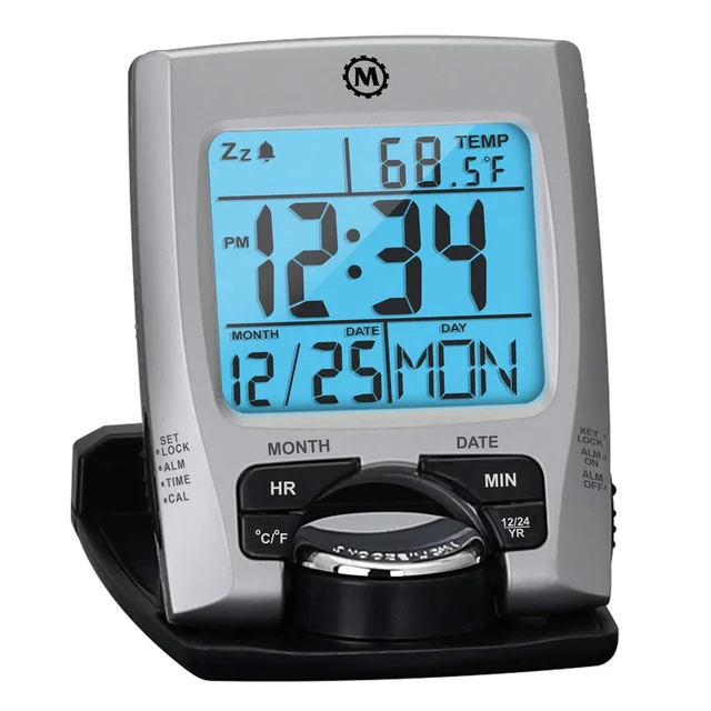 Marathon Travel Alarm Clock with Calendar, Temperature, 12 or 24 Hour Format #CL030023 kol