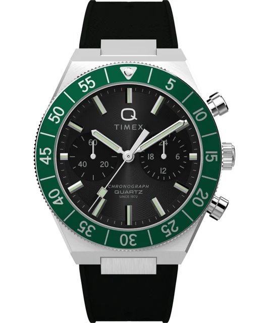Timex Continental Chronograph 40mm Synthetic Rubber Strap Watch TW2Y56100 kol saati