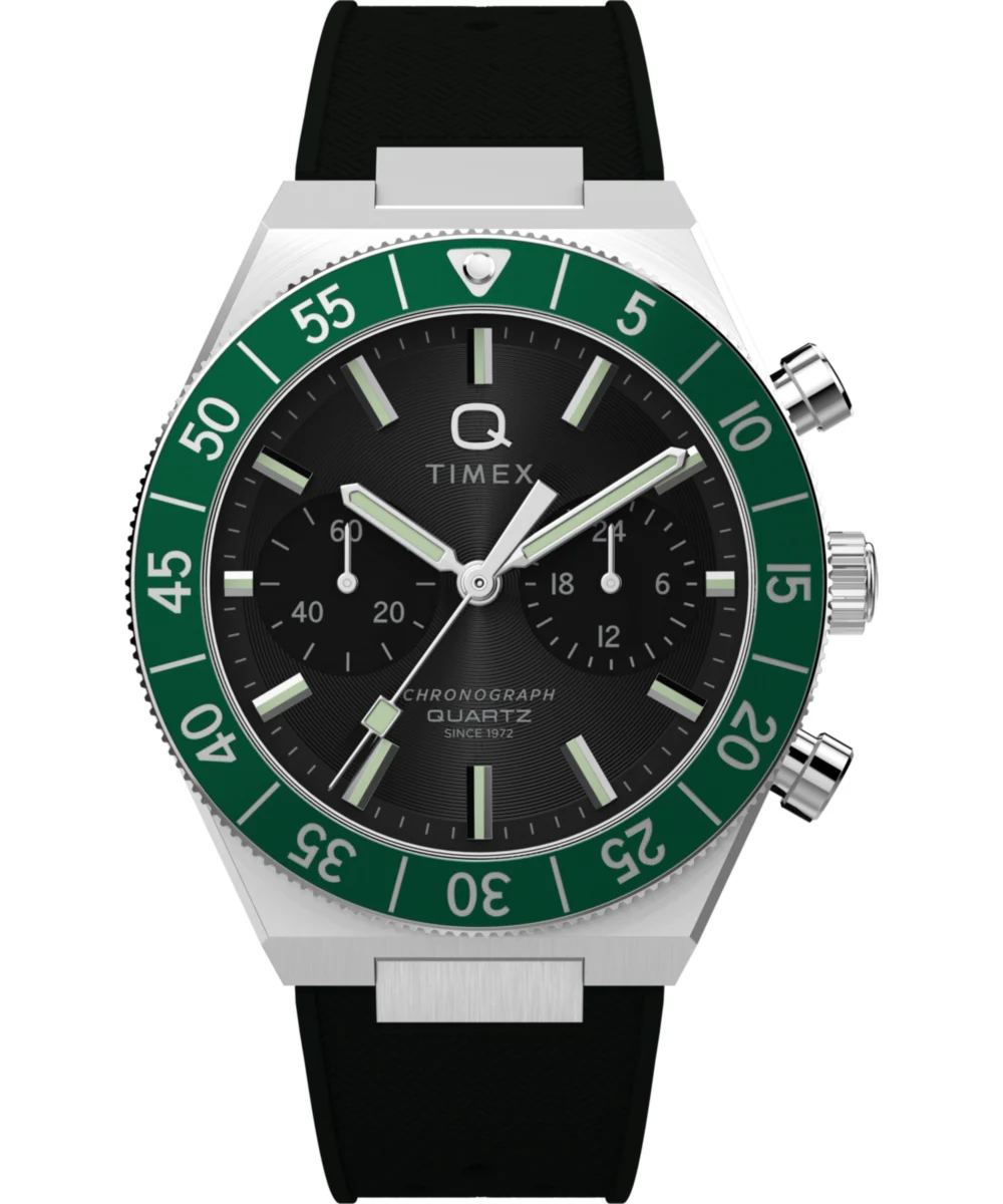 Timex Continental Chronograph 40mm Synthetic Rubber Strap Watch TW2Y56100 40 mm kol saati