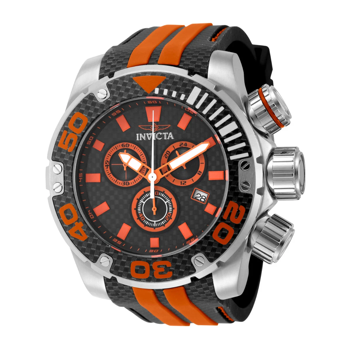 Invicta Sea Hunter Harpoon Strike Watch - 52mm, Orange, Black (48993) 52 mm kol saati