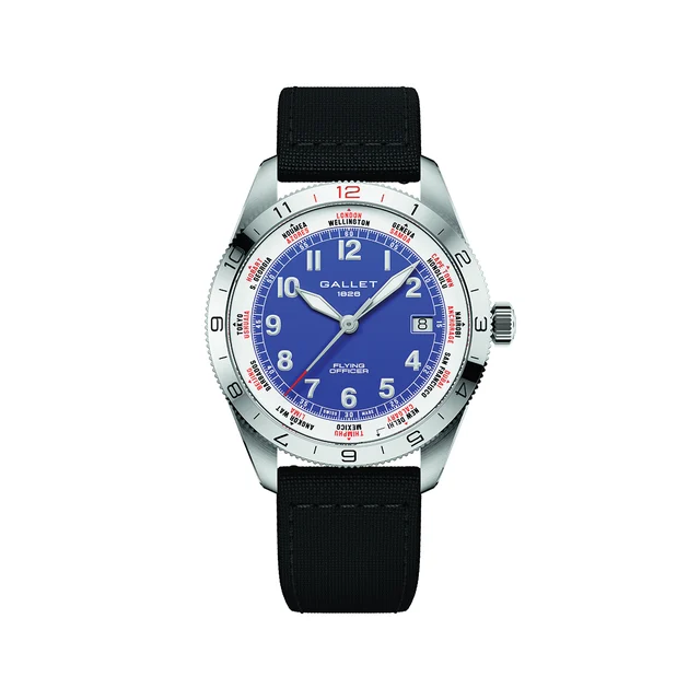 Gallet Flying Officer Automatic Date 40mm - Dark Blue on Fabric Strap AG1701131C1W1 kol sa