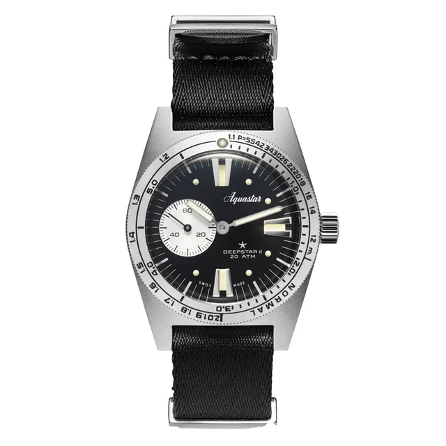 Aquastar Deepstar II Dive Watch with Vintage Black Dial #AS-776019 kol saati