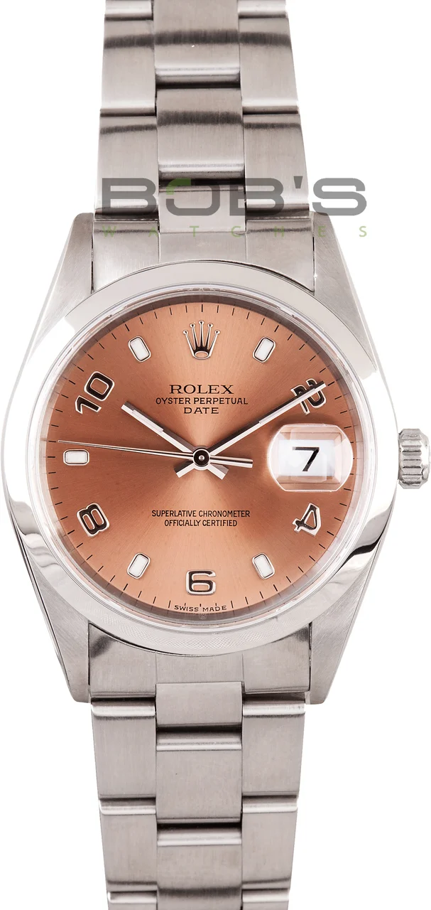 Rolex Date Stainless Salmon Dial 15200 15200PASO 34 mm kol saati
