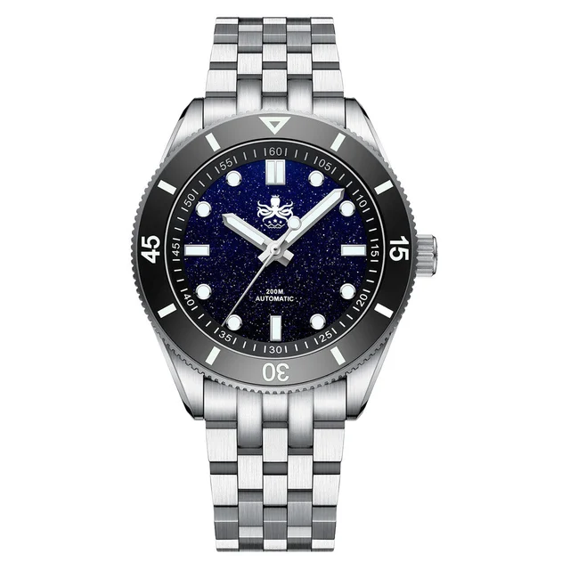 Phoibos Wave Master Automatic Dive Watch Dark Blue Aventurin No Date #PY053IN kol saati