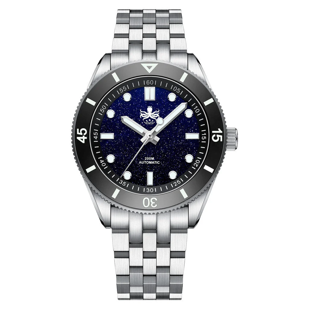 Phoibos Wave Master Automatic Dive Watch Dark Blue Aventurin No Date #PY053IN 46 mm kol saati