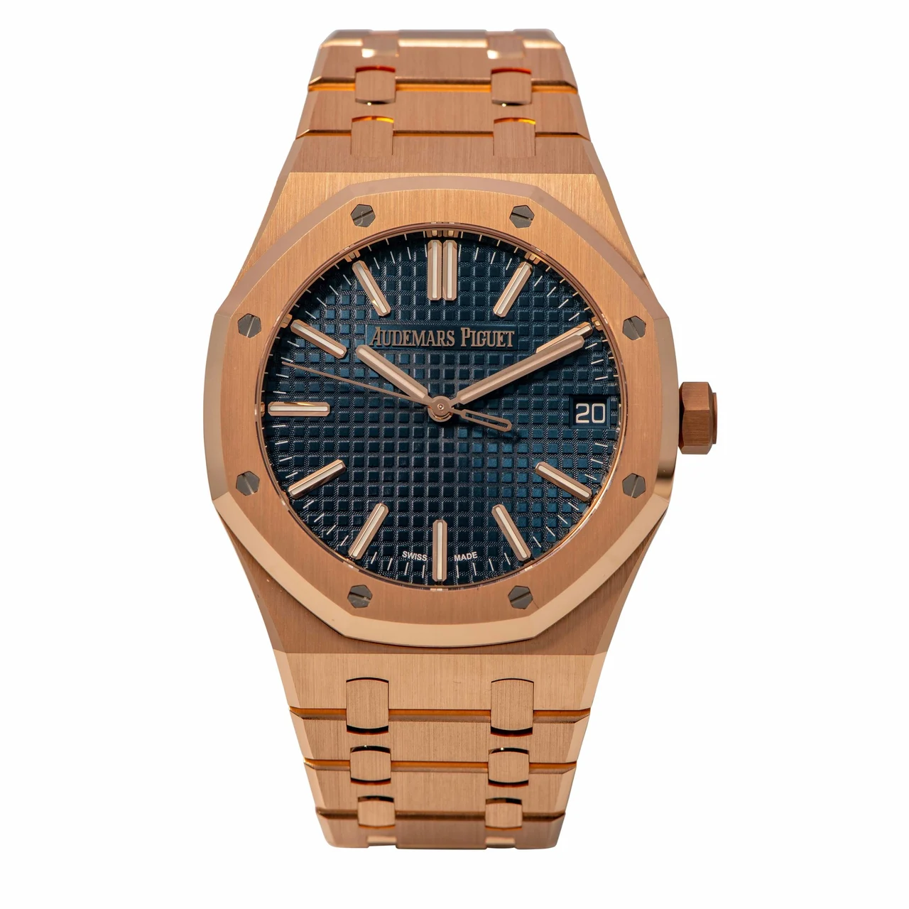 Audemars Piguet AUDEMARS PIGUET, REF. 15510, ROYAL OAK JUMBO, 50TH ANNIVERSARY, PINK GOLD, NEW OLD STOCK kol saati