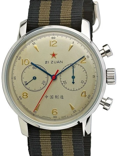 Seagull 1963 Hand Wind Mechanical Chronograph with Goldtone Dial #6488-2901C 42 mm kol saati