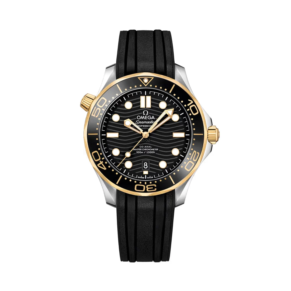 OMEGA Seamaster Diver 300M Steel and Yellow Gold 42mm - Black on Rubber Strap O21022422001001 42 mm kol saati