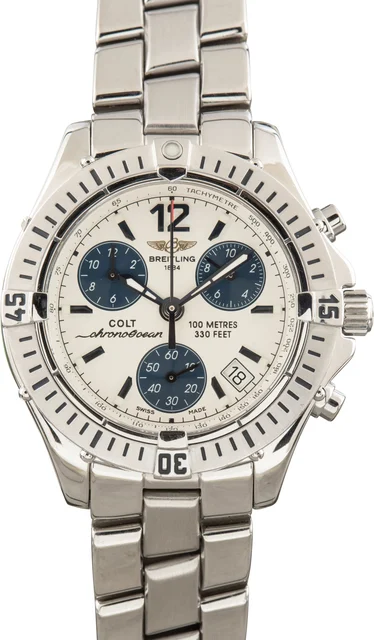 Breitling Chrono Colt Chronograph 38MM Stainless Steel Black Dial A53350 kol saati