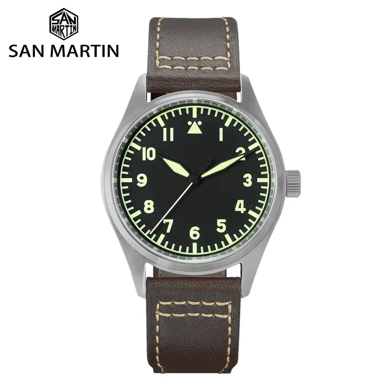 San Martin Titanium Pilot Vintage Military Enthusiasts San Martin 39mm Titanium Pilot Vintage Military Enthusiasts 39 mm kol saati