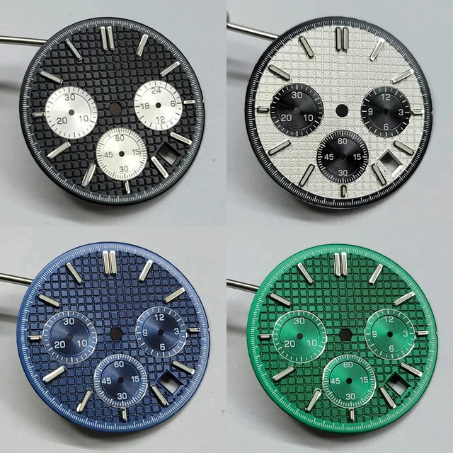 Tandorio Modified VK63 Watch Dial 31.8mm Watch Faces Green Luminous Watch DIY Accessory fo