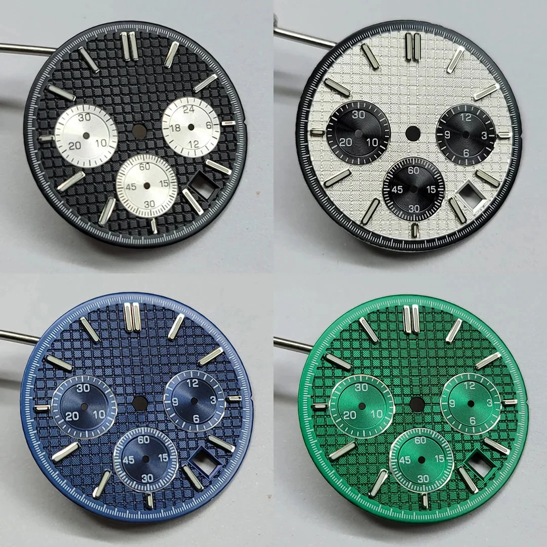 Tandorio Modified VK63 Watch Dial 31.8mm Watch Faces Green Luminous Watch DIY Accessory for VK63 Movement 14:350850#Gold hands 31.8 mm kol saati