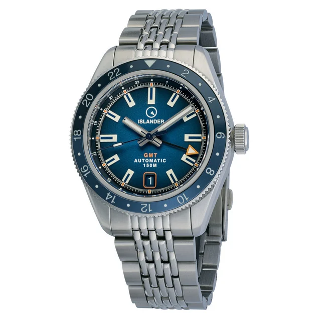 Islander Port Jefferson GMT Skin Diver Automatic Watch with Blue Dial #ISL-248 kol saati