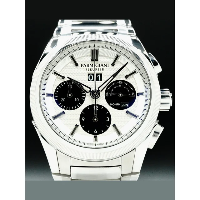 Parmigiani Fleurier Tondagraph GT Steel Silver Black on Bracelet 210000044870 kol saati