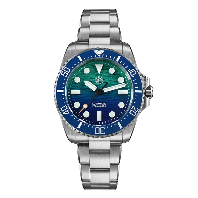 San Martin Automatic Watch 圣马丁-SN0126GS - 浅蓝波浪 - 三株 kol saati