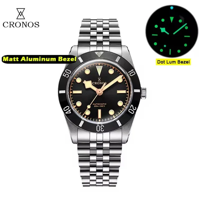 Cronos Watch Store ★Cronos 37mm BB54 Vintage Diver Automatic Watches L6033-lid sapphire gl