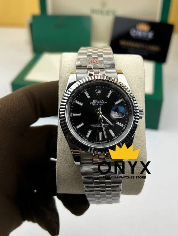 Rolex Date Just Black 41mm-Automatic Japanese Movement 41 mm kol saati