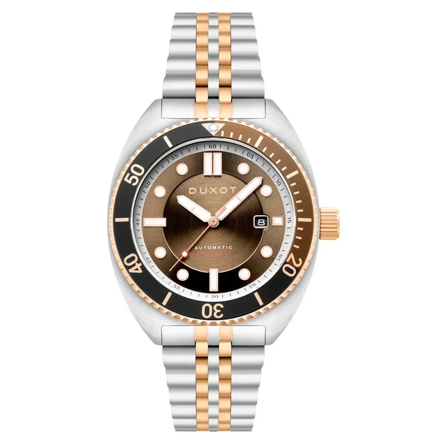 Duxot Tortuga Automatic Two-Tone Dive Watch with Brown Dial #DX-2026-55 kol saati