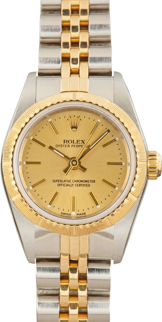 Rolex Oyster Perpetual 26 Steel & Gold 76243 Silver Dial 24 mm kol saati