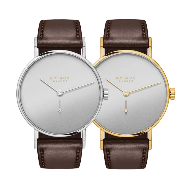 NOMOS Glashütte Twice Unique "Now" Tangente Steel and Gold 33mm - Silver on Leather Strap