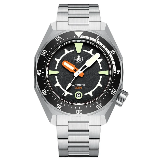 Phoibos Depth Hunter 300M Automatic Diver with Black Dial #PY060C kol saati
