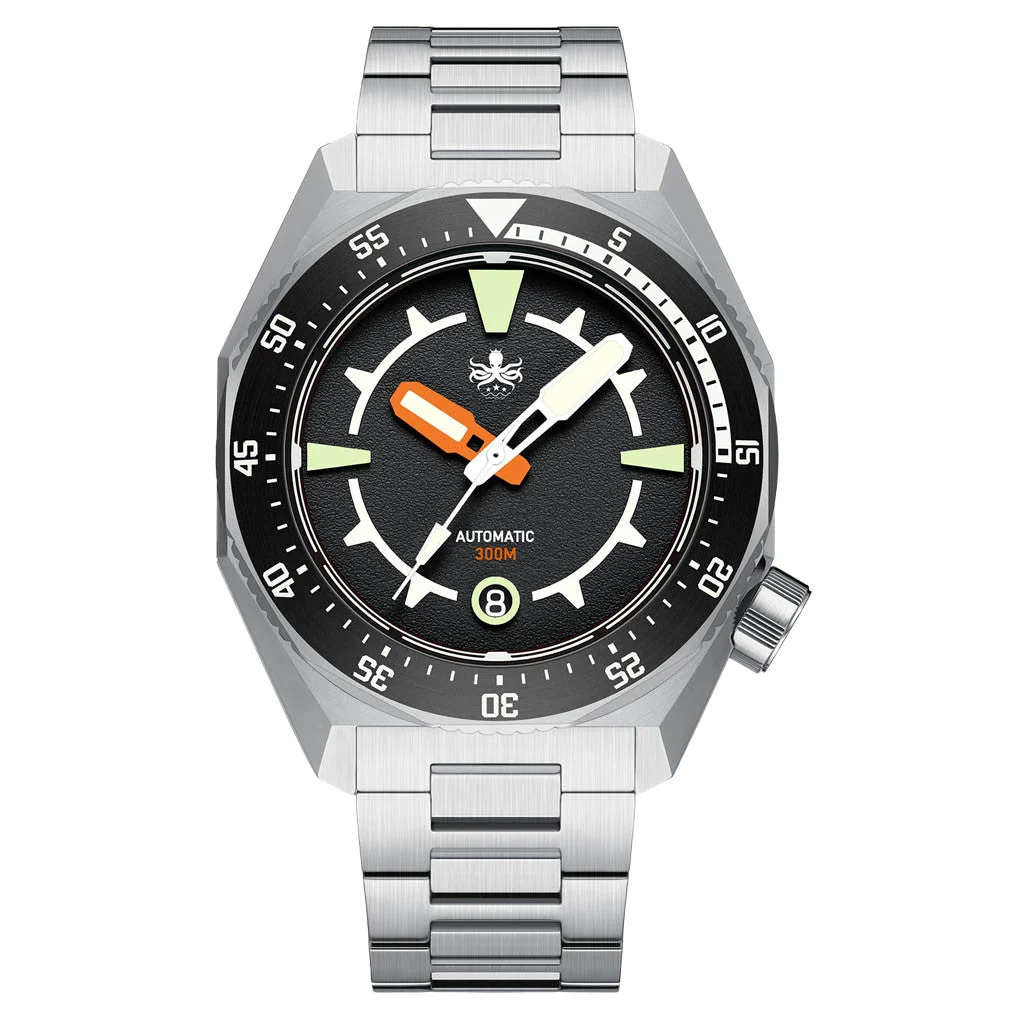 Phoibos Depth Hunter 300M Automatic Diver with Black Dial #PY060C 48 mm kol saati