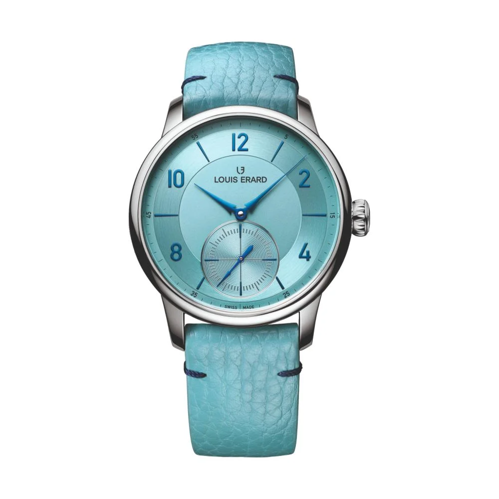 Louis Erard Excellence Petite Seconde Couleurs Bleu Glacier 39mm - Blue on Leather Strap 34248AA08.BVA141 39 mm kol saati