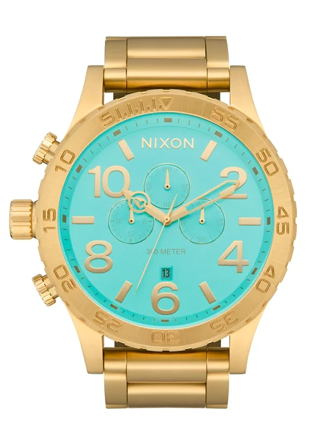 Nixon US Chrono - Gold / Turquoise / Gold A1389-5345-00 kol saati