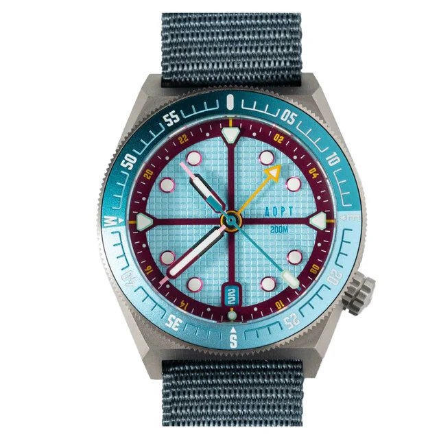 ADPT Series 1 GMT Titanium Field Watch with Aqua Berry Dial # -DT-AB ADPT-DT-AB kol saati