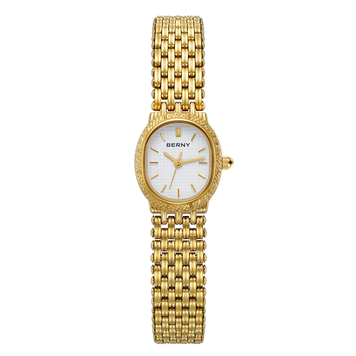 BERNY Women Quartz Tonneau Gold Watch-2146L 2146L-Y-B kol saati