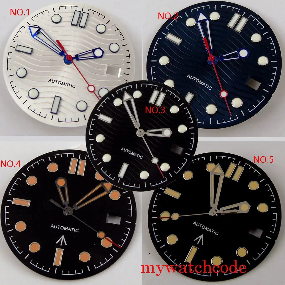 Tandorio New Stainless Steel Watch Dial And Hand 31mm Diameter Luminous Marks With Date Window Fit NH35 Automatic Movement 14:193#NO.1 31 mm kol saati