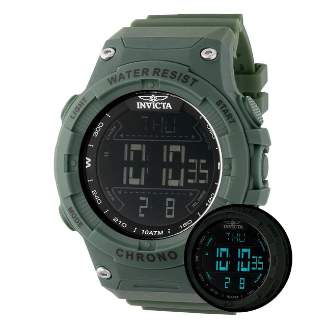 Invicta Racing Burnout Digital Watch - 52mm. Green (47525) kol saati