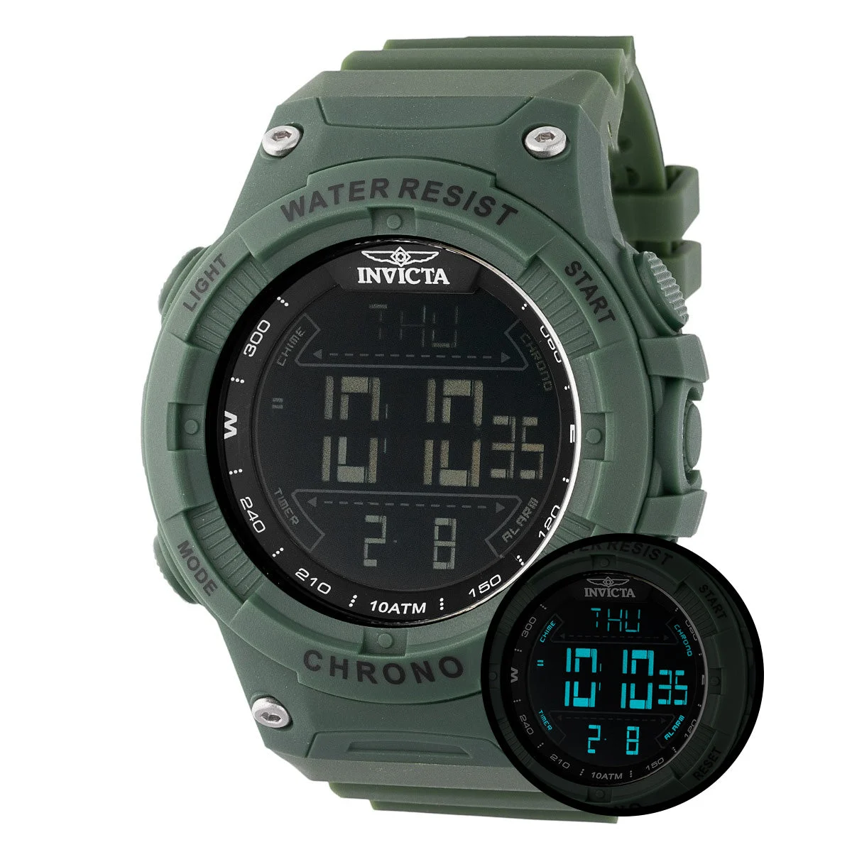 Invicta Racing Burnout Digital Watch - 52mm. Green (47525) 52 mm kol saati