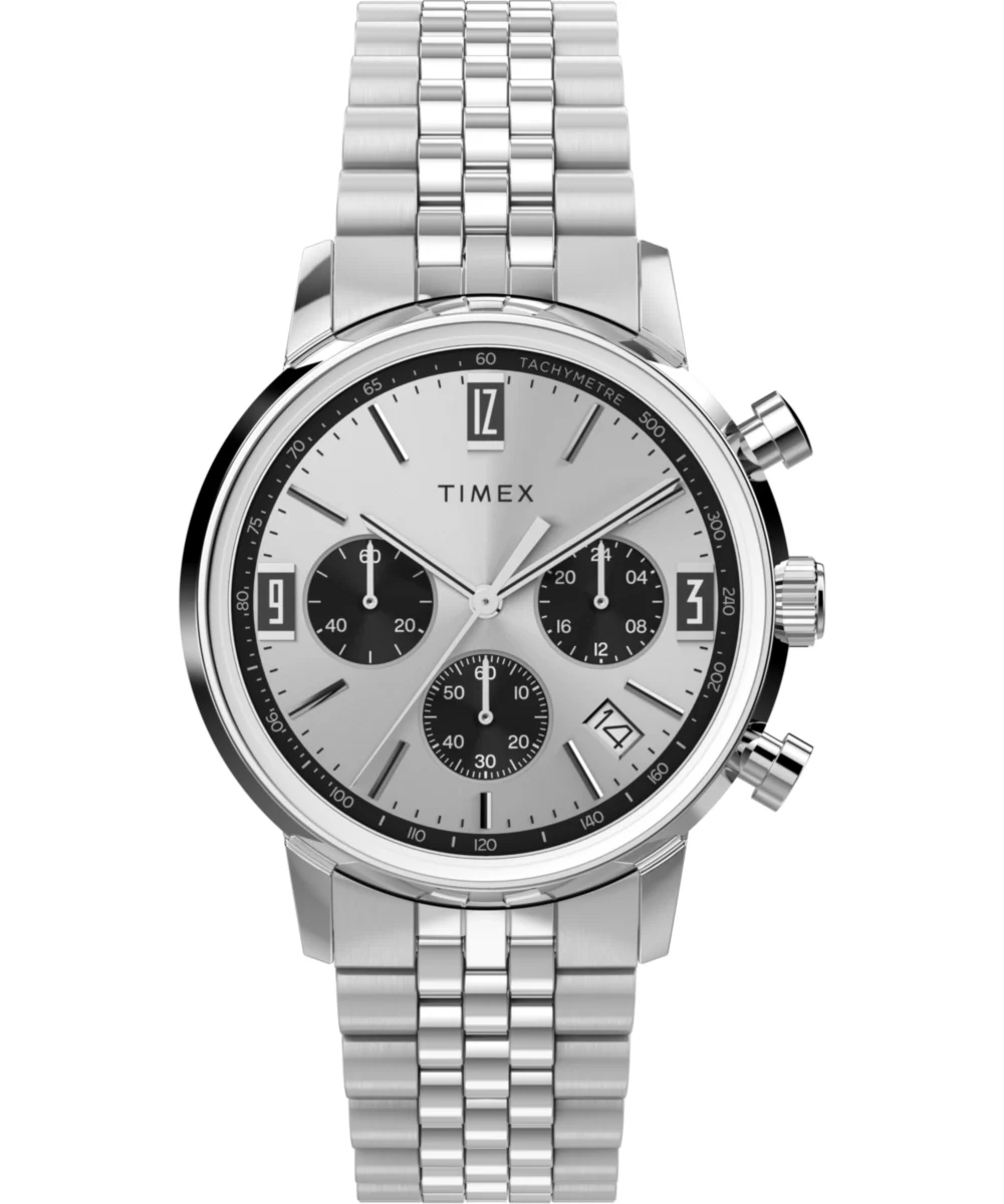 Timex Marlin® Chronograph Tachymeter 40mm Stainless Steel Bracelet Watch TW2W10400VQ 40 mm kol saati