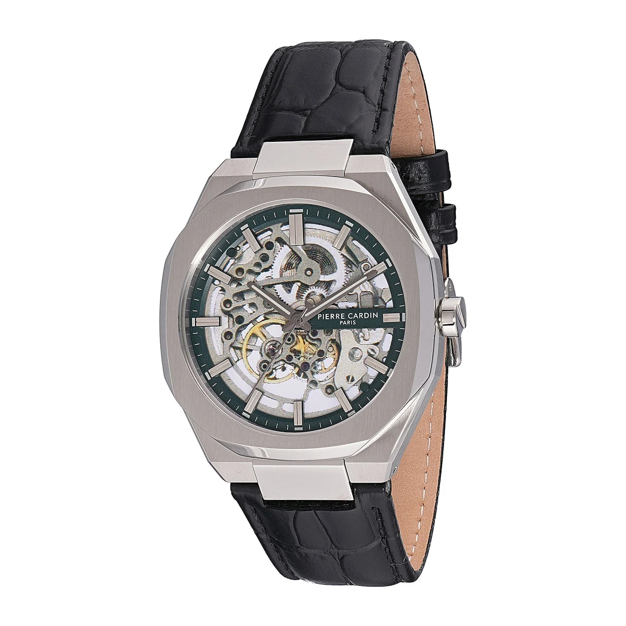 Elysee Maison 8 Automatique Men’s 42mm Stainless Steel Watch - Green Dial with Black Leather Strap CF.1002.LB.4 42 mm kol saati