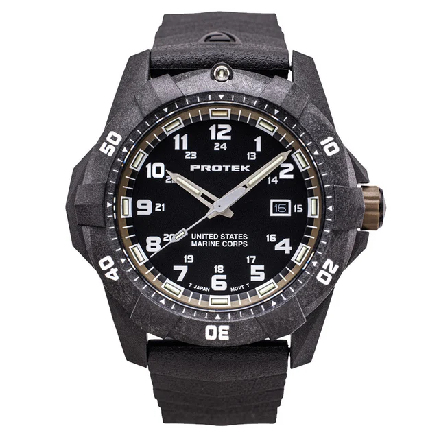 Protek Carbon Composite Official USMC Tritium Dive Watch with Sand Accents #PT1016-USMC ko