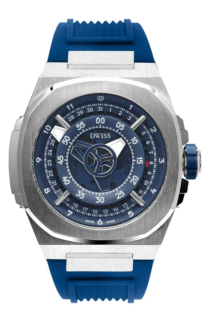 DWISS DWISS M3 M3-blue-rubber 42 mm kol saati