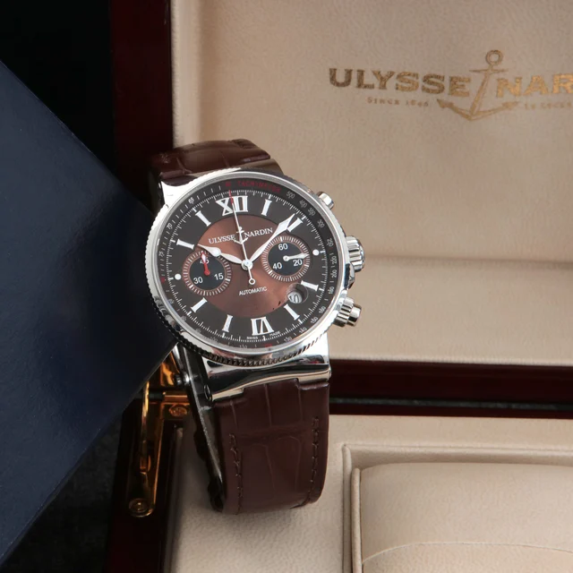 Ulysse Nardin Ref. 355-66, Chronograph; “Marine”; stainless steel kol saati