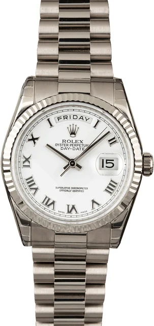 Rolex President 118239 White Roman Dial 118239WRP kol saati